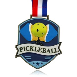 YUJUE Pickleball Medals - 3.74 Inch Pickleball Fusion Medal- Gold,Metal Pickle Ball Medal with V Neck Ribbons for Kids Adults Trophy Award Prize Gift