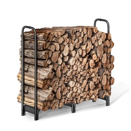 Mars Explo Firewood Rack，4ft Heavy Duty Fire Wood Storage Racks for Indoor Outdoor，Metal Log Holders for Firewood，Fireplace Wood Pile Storage Stacker Organizer, Black
