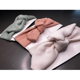 Selen Baby and Care Headband%100 Cotton Elastic 3pcs For Newborn Baby And Toddler Baby Girl 0-24 Months Handmade Hair Accessories (white, mint, beige)