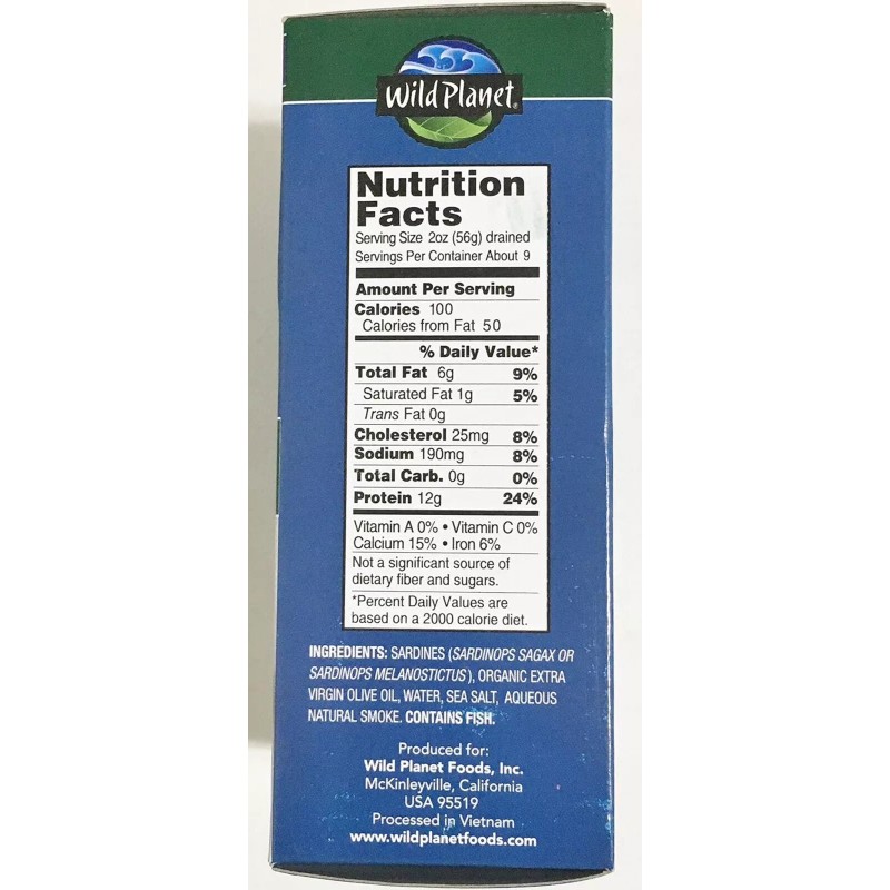 Wild Planet Wild Pacific Sardines in Extra Virgin Olive Oil,