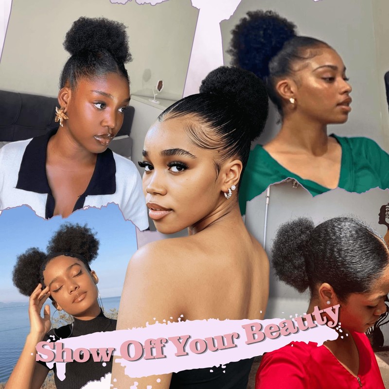 Afro Puff Messy Bun Hair Piece Elastic Ponytail for Women