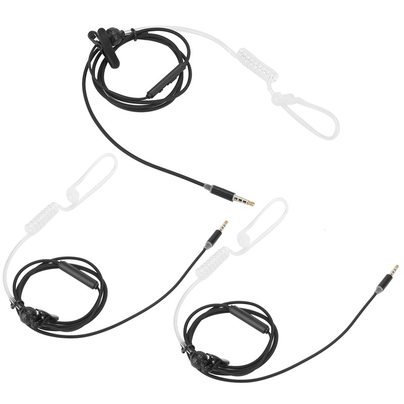 3sets Noise Reduction Headphone AntiRadiation Wire Control Earphone with Mic