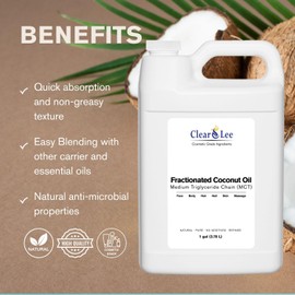 ClearLee Fractionated Coconut Oil MCT - Cosmetic Grade Natural & Pure Oil for Massage, Body, Hair, Skin, Face, Nail, Spa, Aromatherapy Carrier for Essential Oils, Soap Making, Serums & More (1gal)