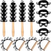 Lukmaa 12 PCS Christmas Hand Jingle Bells Wooden Handle Bells