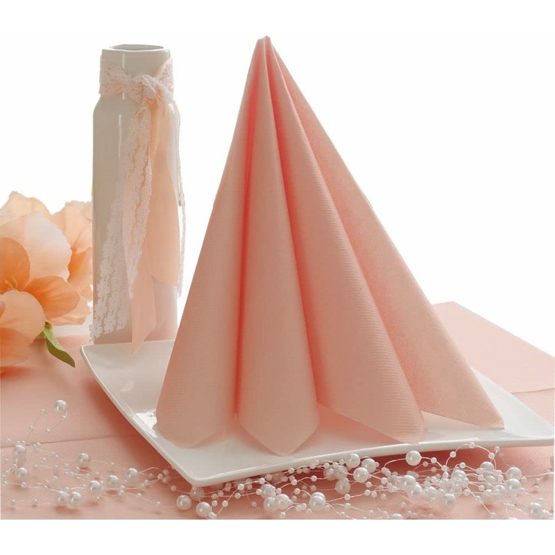 50 Apartina Napkins Fabric-Like Airlaid, Plain, Peach, Size 33 x