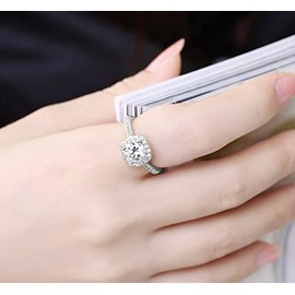 Koguxuix 925 Sterling Silver CZ Crystal Square Rings Wedding Rings for Women (8)