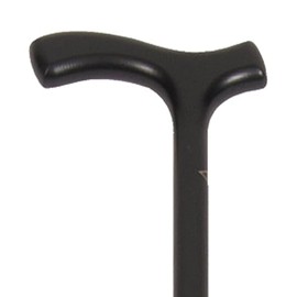 PCP Solid Beechwood Cane, Fritz Handle, Walking Aid with Slip Resistant Rubber Grips, Black Beachwood