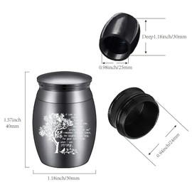 CREATCABIN Small Keepsake Urns Mini Cremation Urn for Human Ashes Black Tree Aluminum Sharing Funeral Urn Memorials Ashes Holder Rose Miniature Container for Brother Family Friends Pets 1.6x1.2Inch