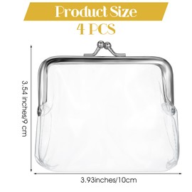 4 Pcs Clear Coin Purse Small Transparent Wallets for Women Metal Kiss Lock Change Pouch Jelly Wallets PVC Kiss-Lock Clear Wallet Transparent Change Purse Kiss Lock Plastic PVC Coin Wallet for Wome