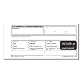 NCR School Accident Report Triplicate Book 99 x 210mm 50 Sets Carbonless