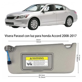 Pair of Left and Right Gray Sun Visors with Holders for Honda Accord 2008 2009 2010 2011 2012 with Light Sunroof Interior Sunshade