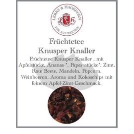 Lerbs & Hagedorn, Fruit Tea Crisp Cracker Apple Cinnamon Flavour 250 g (approx. 21 Litres) Apple Pieces, Pineapple, Papaya Pieces Cinnamon Beetroot