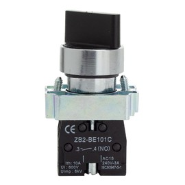 Rotary Switch - 2-Position Selector Switch Maintained - 22mm Mounting Hole - Electric NO NC Latching - 220VAC Voltage and 10A Contact Current - (1 Pack)