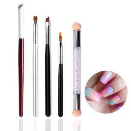 JERCLITY 5pcs Acrylic Nail Gradient Shading Brushes Set French Tip Ombre Nail Brushes Double Ended Nail Sponge Pen Manicure Tools