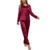 Drtope Silk Satin Pajamas Set Button Pjs Set Women long