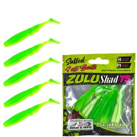 SEABUZZ Rubber Fish Fishing Lure Set Zulu Shad 5 Pieces x 75 mm - Pike Zander Perch Rubber Bait - Trout & Catfish Artificial Bait - Predator Fish Fishing Set - Fresh and Saltwater Fishing Equipment