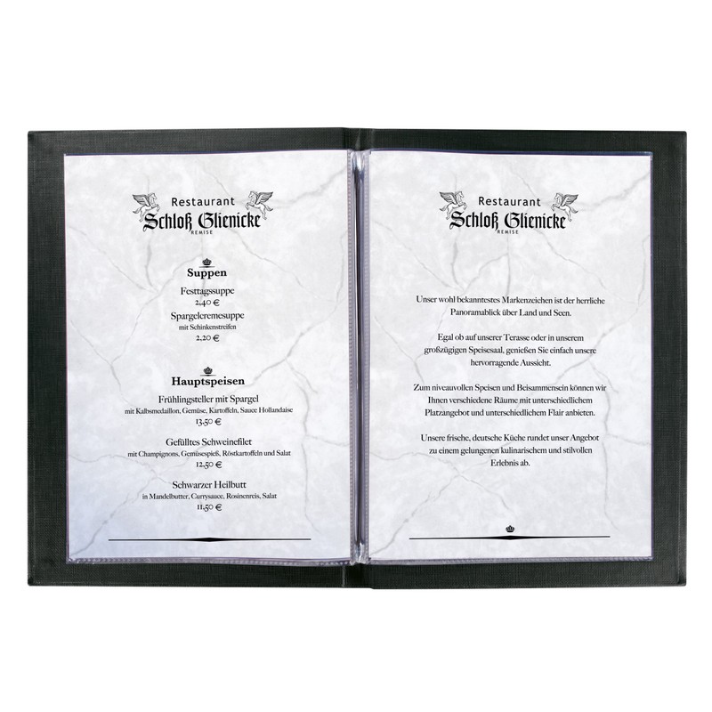 Sigel SM110 Menu Folder with Elastic Binding, Black, with 2