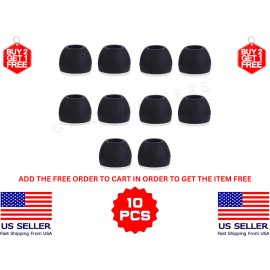 10 Silicone MED Cushion Earbud Ear Tips for JBL VIBE BUDS Headphones Headset - BLACK