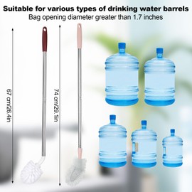 2 Pcs Water Bottle Brush with Long Handle, 1 Red Round & 1 Pink Flat Extra Long Bucket Cleaner Brush for Cleaning Water Bottles Gallon Jugs & Hard-to-Reach Containers
