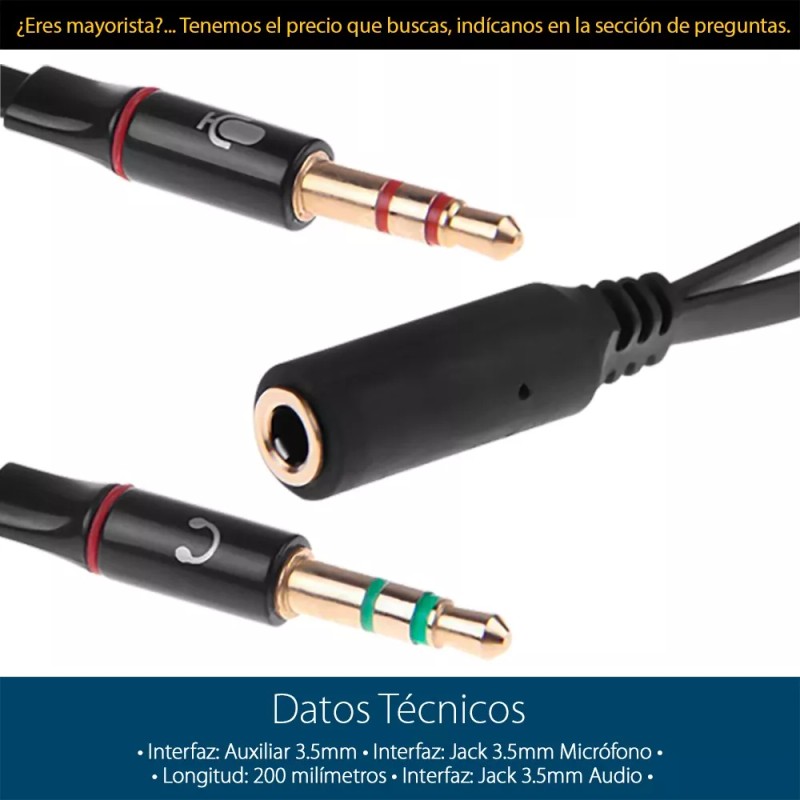 Mercader Digital 3 Pzs Divisor Auxiliar De Audio Micrófono A