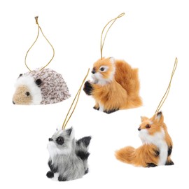 Didiseaon 4pcs Christmas Animal Pendant Christmas Hanging Animal Ornament Furry Animal Ornament Key Chains for Crafts Mini Decor Hanging Ornament Christmas Utenciles Hedgehog Plush Pendant