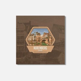Unbranded Nuremberg Germany Grunge Vintage Travel Label 4'' X 4'' Square Wooden Coaster