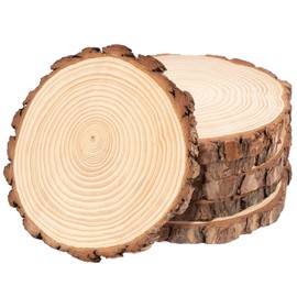 ilauke Wood Slices for Centerpieces, 6Pcs Large Unfinished Wood Slices 7-8 Inches Round Wooden Circle with Tree Bark, Wooden Discs for DIY Painting Crafts, Weddings Centerpieces Decor