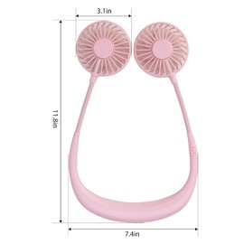 ANYPOWK Portable Neck Fan, USB Rechargeable Fan with 3 Speeds Adjustable, Neck Fans Portable Rechargable Prime with LED Lights - Pink
