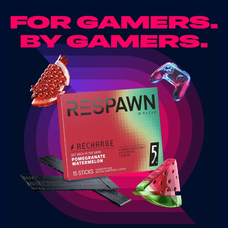 RESPAWN Energy and Focus Gum by Razer, Recharge Chewing Gum