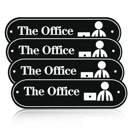 evron The Office Sign 4Pc,Workplace Indication Sign,Acrylic Office Door Sign for Your Home/Office/Business,for door or wall,Strong Self Adhesive/Screws Wall Mounting,Embossed Non-Faded,6.4x1.77 Inch