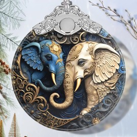 Christmas Ornament - Stained Glass Elephant Ornament - Christmas Home Decor - Christmas Tree Ornament - Holiday Ornament - Holiday Present Ideas - Gift Exchange - Gentle Elephants