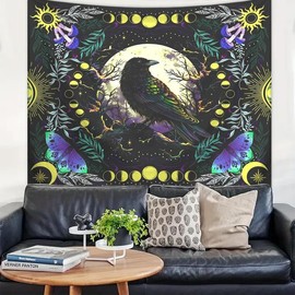 Moon & Bird Pattern Tapestry, 1 Count Creative Wall Hanging Tapestry, Wall Hanging Blanket for Home Living Room & Bedroom - Color: Multicolor, Size: L59*W51.2inch/150x130cm