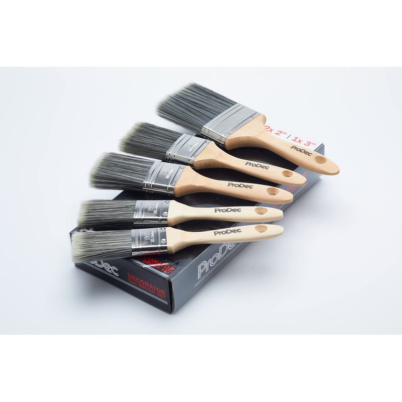 ProDec Decorator 5-Piece Synthetic Brush Set for Painting with Emulsion,