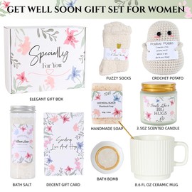 Self Care Get Well Soon Gifts Basket for Women, Birthday Gifts for Women Spa Care Package, Thinking of You Inspirational Sympathy Gift Basket, Unique Mothers Day Gift for Mom Her Wife Friend Sister