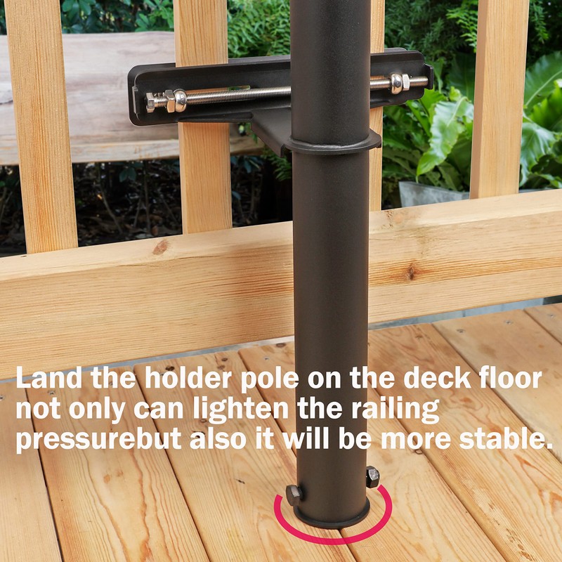 Deck Man Patio Table/Offset Umbrella Railing Holder, Stainless Steel Outdoor