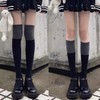 Daily Gray ROOT4401 Two-Tone Color Block Over-the-Knee Socks Loose Socks Black Low=NE