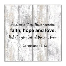 And Now These Three Remain Standing Wood Sign Timber Slice House Signs Ranch Entrance Signs Wood Plywood Plaque Wooden Yard Address Signs Smooth Beautiful Animal For Father'S Day 16X16 Inch