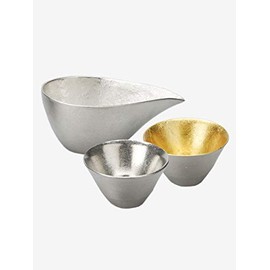 Guinomi Inokuchi Nousaku 100% Real Tin Sake Set Guinomi Tin Gold Foil 2 Pieces Small Tin