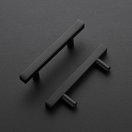 Ravinte 20 Pack 3 Inch Cabinet Pulls Black Sqaure Kitchen Cabinet Handles Black Cabinet Hardware Stainless Steel Drawer Pulls 4 Inch Overall Length with Mounting Template