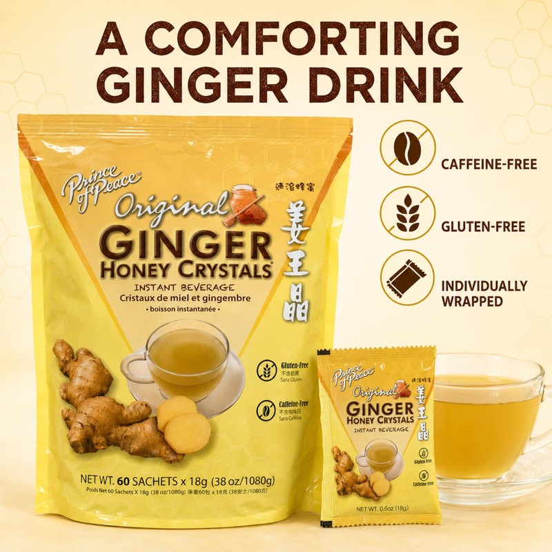 Instant Ginger Honey Crystals Family Value Pack 60 Sachets 18g