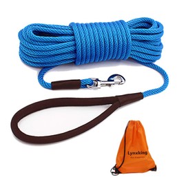 lynxking Check Cord Dog Leash Long Lead Training Tracking Line Comfortable Handle Heavy Duty Puppy Rope 10ft 15ft 30ft 50ft for Small Medium Large Dog Blue