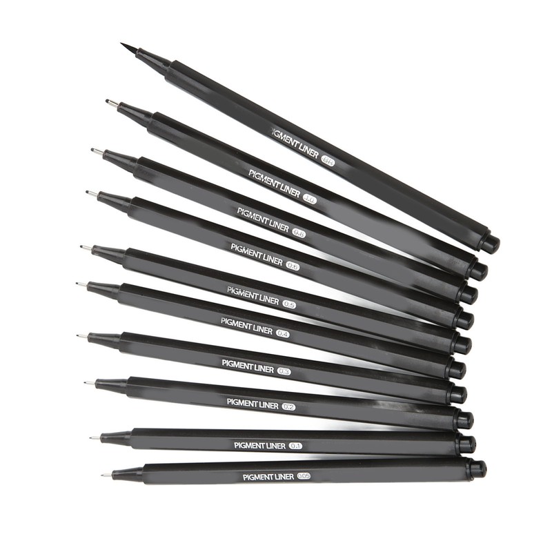 10Pcs Micro Line Pens Plastic Water Based Paint Fineliner Ink