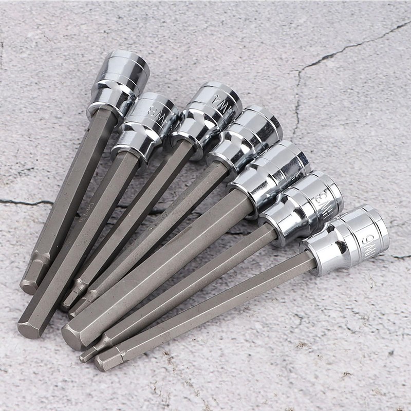 7Pcs Extra Long Hex Bit Socket Set 3/4/5/6/7/8/10 mm Repair