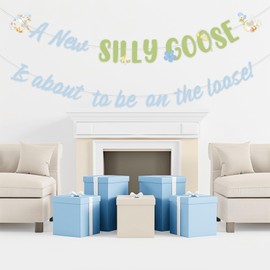 Goose Baby Shower Decorations A New Silly Goose Is About To Be On The Loose Banner Boy Blue Floral Silly Goose Gender Reveal Decors Cute Geese Birthday Decor Fun Farm Animal Flower Lawn Party Supplies