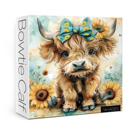 Cute Highland Cow Puzzles for Adults 1000 Pieces, Sunflower Cow Jigsaw Puzzles, Flower Animal Art Puzzles