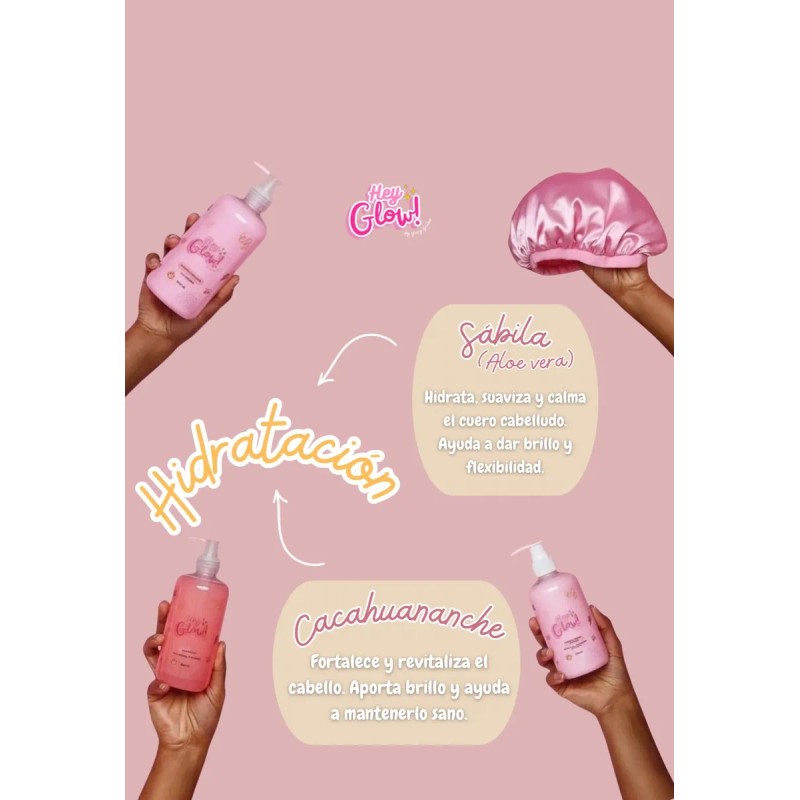 Kit Capilar Hey Glow! Con Colágeno Y Biotina | Pack