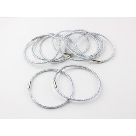 紗や工房 ヘアゴム【シルバーラメ(径約5cm)10個 ブラック】ヘア金具 リングゴム