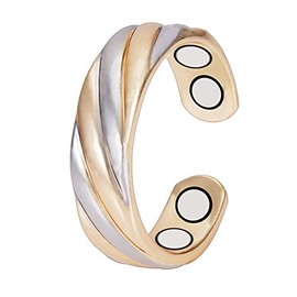 EnerMagiX Two Tone Gold & Silver Copper Magnetic Ring, Pure Copper Ring for Women, Adjustable Open Ring, Gift for Mom & Wife