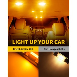 Antline 211-2 212-2 578 569 214-2 41MM 1.61”LED Bulb Amber Yellow, Super Bright Canbus Error Free 12 Volt Replacements for Interior Dome Map Vanity Mirror Sun Visor Lights (Pack of 10)