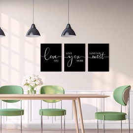1 KINGO Love You More Wall Decor:I Love You Sign Bedroom Pictures Wall Decor Over Bed,Love You Most Bedroom Signs Farmhouse Master Bedroom Wall Art Romantic Minimalist Bedroom Decor,Set of 3,12"x16"